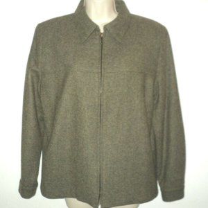 Boston Proper Women's Size 10 Shirt-Jacket Wool Olive-Brown Full Front Zip